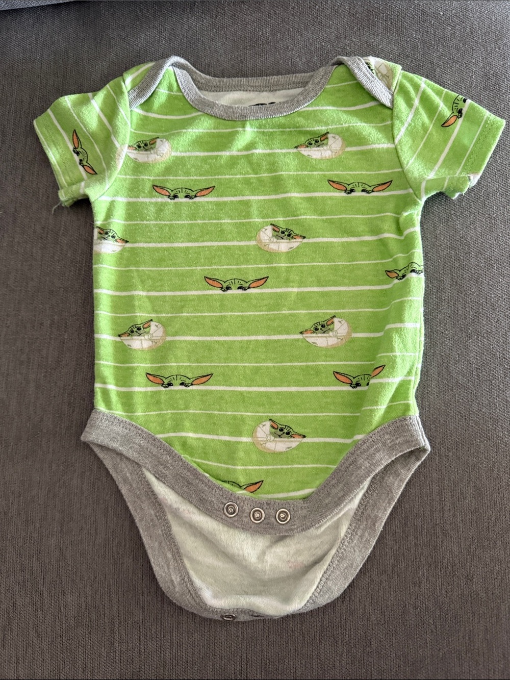 Star Wars Green Striped Baby Bodysuit with Grogu Print